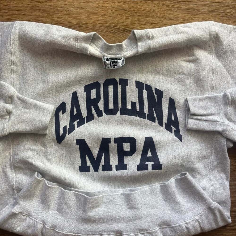 Lee Carolina MPA Sweatshirt Size L Vintage 90s Cross Grain Grey
